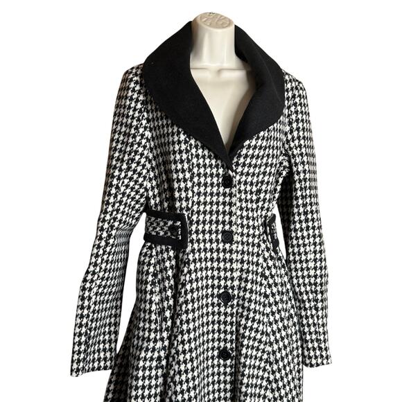 Unique Vintage Black and White Houndstooth Swing Coat M NWOT - Picture 2 of 10